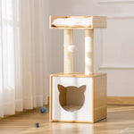 Cat tree scratching post, climbing tree, cat house/den, top platform, hanging ball, height 81 cm