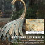 Lot de 2 Statues de Jardin, Sculpture de Héron en Métal, Statues d'oiseaux 91/95cm, pour Cour, Étang, Terrasse, or/bleu