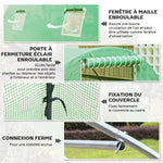 Invernadero de jardín tipo túnel 9 m² 4 ventanas, puerta enrollable con cremallera, estructura de acero galvanizado, lona de PE 3 x 3 x 2 m verde