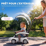 Porteur Enfants 3 en 1 Mercedes-Benz sous Licence, Garde-Corps, Espace de Rangement, Klaxon, 83x40x90cm, Blanc