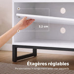 Meuble TV 140 cm, Meuble Télé pour Téléviseur jusqu'à 55 Pouces, 2 Portes à Fermeture Douce et Étagères Réglables, Blanc
