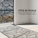 Panneau brise vue décoratif paravent extérieur noir à motif végétal en acier - 122 x 45 x 198 cm, noir