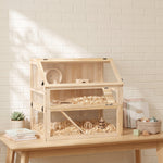 Cage hamster rongeur à 3 niveaux fond amovible de 31 cm de profondeur cabane balançoire 80x50x76cm finition bois naturel