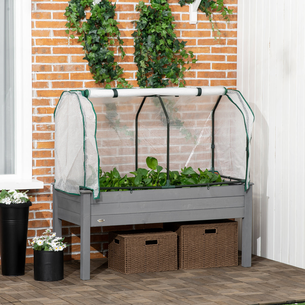 Potager sur Pieds surélevé avec bâche Jardinière surélevée potager volume 104 L avec Trous de Drainage, Tissu non tissé