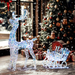 Renne et traîneau lumineux de Noël avec 170 LED blanc chaud, décoration de Noël pour intérieur et extérieur, 60x29x115cm