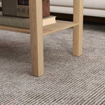 Tavolino da salotto, tavolino d'appoggio rettangolare a 2 livelli con ripiano portaoggetti, 90x45x44,5 cm, legno naturale