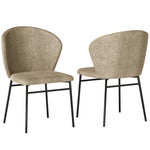 Set di 2 sedie da pranzo con seduta imbottita in tessuto effetto lino, gambe in acciaio stabili, design moderno, marrone chiaro