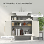 Meuble salle de bain sous lavabo meuble sous lavabo placard 2 portes avec étagère réglable 60 x 30 x 63 cm blanc