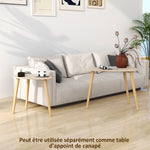 Lot de 2 tables basses gigognes design scandinave pieds en bois et plateau en bois, aspect naturel