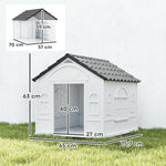 Niche pour Chien Extérieur pour Chiens Moyens et Grands, Maison pour Chien en PP Imperméable avec Toit en Pente, Porte Avant Ouverte et Ouverture d'Aération au-Dessus, 65 x 75,7 x 63 cm, Gris