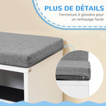 Bibliothèque banc 2 en 1 avec 5 compartiments de rangement et 2 coussins 108 x 30 x 60 cm blanc gris