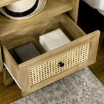 Lot de 2 tables de chevet  table de nuit avec tiroir porte cannage et niche vintage 45 x 39 x 56,5 cm