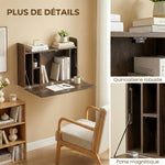 Bureau suspendu table murale table d'ordinateur murale et tablette rabattable avec rangements - 77 x 20 x 51 cm