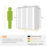 Metal Garden Shed 1.37m², Sloped Roof, 2 Lockable Doors, Gloves, UV-Resistant, 163x89x163cm, Dark Gray