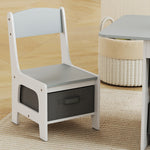 Ensemble table et 2 chaises enfant avec 6 tiroirs amovibles, pour fille garçon 3-8 ans, gris