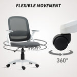 Chaise bureau ergonomique, fauteuil de bureau en maille avec accoudoirs relevables, hauteur réglable, gris