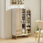 Armoire de cuisine meuble cuisine rangement avec 12 étagères à portes, étagères ajustables, 58x29x119,5cm, blanc