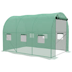 Serre de Jardin Tunnel 6 m² avec système d'arrosage intégré, 3L x 2l m 6 fenêtres Porte enroulable Vert