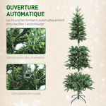 Sapin de Noël artificiel 150 cm, arbre de Noël slim avec 150 lumières 8 modes d'éclairage 431 branches articulées, vert