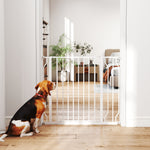 Barrière de sécurité chien barrière extensible 75-95 x 76 cm barrière escaliers couloirs portes sans perçage en acier et ABS blanc