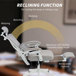 Chaise Bureau Ergonomique avec Appui-Tête Réglable, Fauteuil de Bureau Inclinable en Maille, Dossier Séparé, Gris