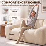 Canapé 2 Places en Chenille, Canapé de Salon 174cm, Assise et Accoudoirs Larges Rembourrés, Entièrement Compressé, Beige