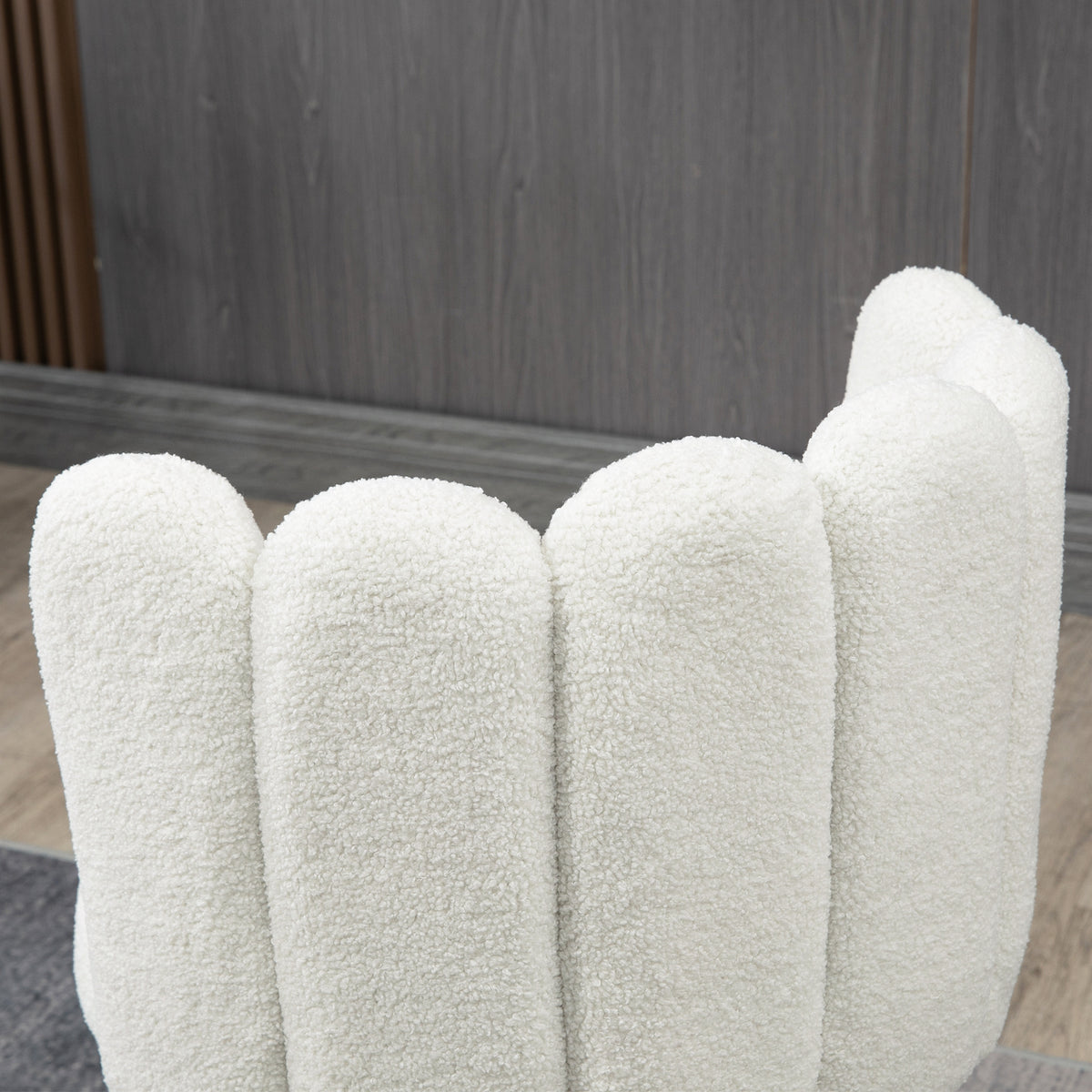 2er-Set Barhocker mit Fußstütze Stahl Stoff in Bouclé-Optik Höhe 65 cm Creme Schwarz