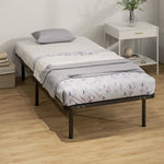 Struttura letto 90 x 190 cm, letto singolo con rete a doghe in legno massello e testiera, con vano contenitore sottostante, nero