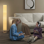 Lampadaire sur pied de salon avec abat-jour en lin, interrupteur à pied, 2 x douille E27, 120 cm, beige