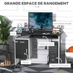 Bureau informatique design en mdf 100 L x 52 I x 75H cm noir et blanc
