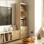 Bibliothèque haute de 180 cm avec 3 étagères et 3 tiroirs dim. 60L x 35l x 180H cm Panneaux Particules effet bois