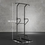 Power Tower Dip Station, Barre de traction, Barre de dips, Hauteur Réglable, Poignées en Forme U, 98x102x180-212cm, Noir