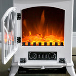 Cheminée électrique sur pied 1000/2000 W, fausse cheminée décorative avec effet flamme LED, blanc