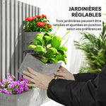 Jardinière murale potager avec 3 bacs en bois massif amovibles, tissu non tissé, 60 x 16 x 80 cm gris-4