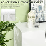 Meuble de rangement avec placards à portes et étagère réglable, 150 x 40 x 88 cm, blanc brillant