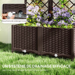 Jardinière avec treillis lit surélevé de jardin jardinière extérieure avec 6 trous de drainage 80 x 40 x 135 cm marron