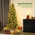Sapin de Noël artificiel 180 cm, arbre de Noël fin avec 250 lumières, 899 pointes, support en métal pliable, vert