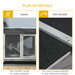 Clapier bois pour lapins petit enclos animaux villa pour lapin sur roulettes 2 étages gris