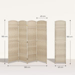 Biombo interior de madera de 4 paneles, separador de ambientes plegable para salón y dormitorio, 180 x 180 cm, roble