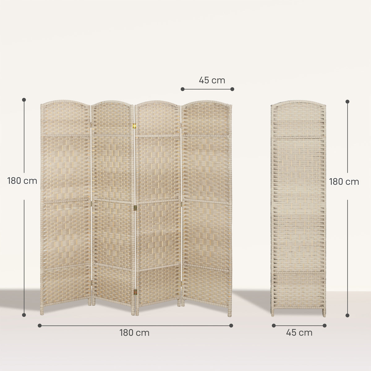Biombo interior de madera de 4 paneles, separador de ambientes plegable para salón y dormitorio, 180 x 180 cm, roble