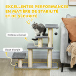 Escalier pour animaux domestiques réglable 3/4 marches échelle pour chat chien griffoirs sisal 70 x 32 x 68 cm gris