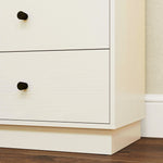 Commode 5 tiroirs, meuble de rangement haut et étroit, style moderne pour chambre à coucher, salon - 47x29x95cm, crème