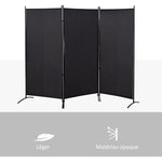 Paravent 3 panneaux dim. 2,53L x 0,5l x 1,82H m Store latéral Brise-Vue paravent sur Pied séparateur métal Polyester