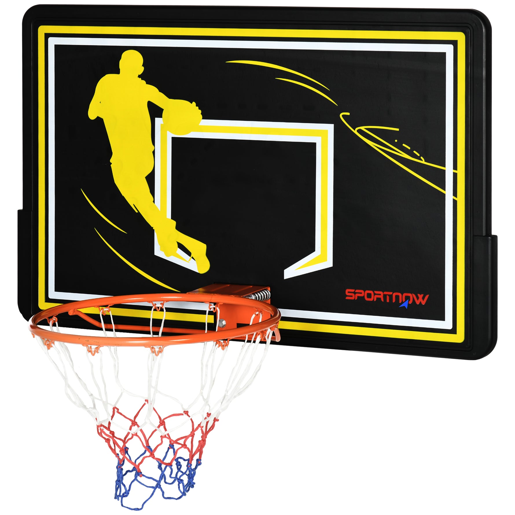 Panier de basket mural panier de basket extérieur panneau incassable filet anti-déchirure 110 x 90 x 70 cm noir