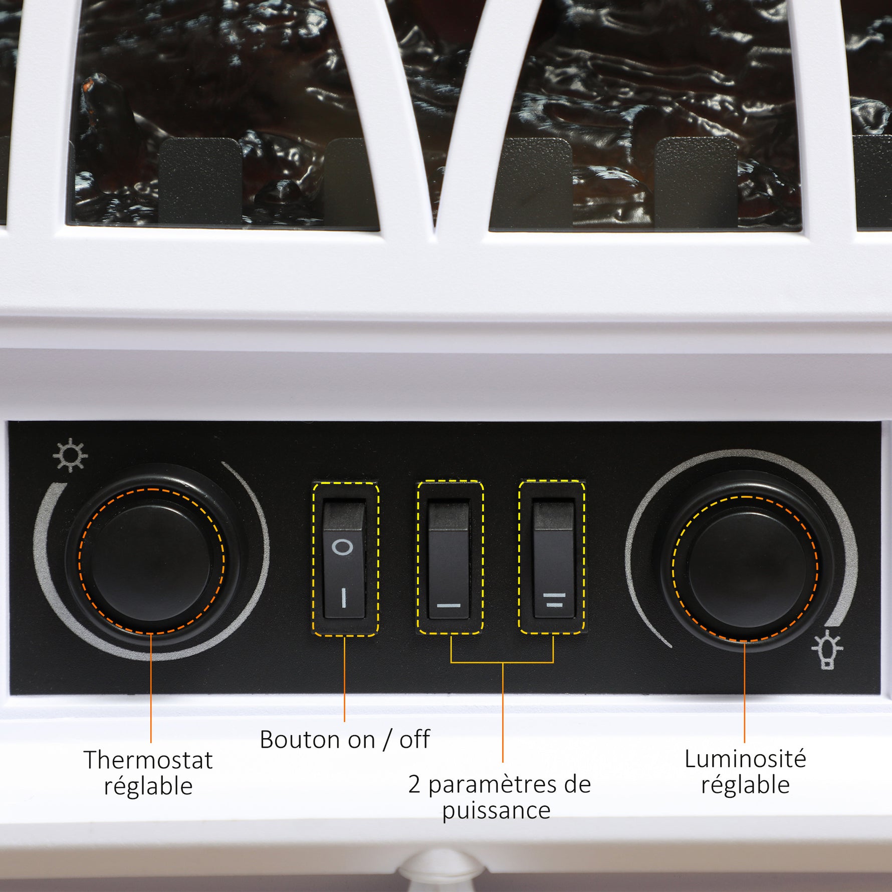 Cheminée électrique sur pied 1000/2000 W, fausse cheminée décorative avec effet flamme LED, blanc
