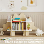 Bibliothèque enfant meuble de rangement pour jouets et livres 6 compartiments 120x28x72,2cm bois naturel