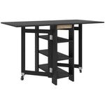 Table de cuisine table de salle à manger pliable amovible 3 étagères 2 abattants design moderne 120 x 60 x 75 cm noir