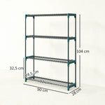 2er-Set Pflanzenregale mit 4 Ebenen für Innen und Außen, Metallhalter für Pflanzen, 90 x 28 x 104 cm, Grün