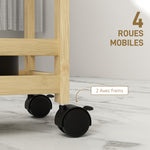 Étagère de rangement de salle de bain en bambou à 3 niveaux avec roulettes pour cuisine, salle de bain, salon - naturel