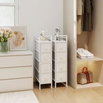 Ladekast met 4 opvouwbare stoffen lades, smalle opbergkast, moderne stijl, stalen frame, 20 x 43 x 81,5 cm, wit